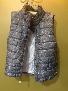 Kerrits Quilted Blue Horse-Print Puffer Vest